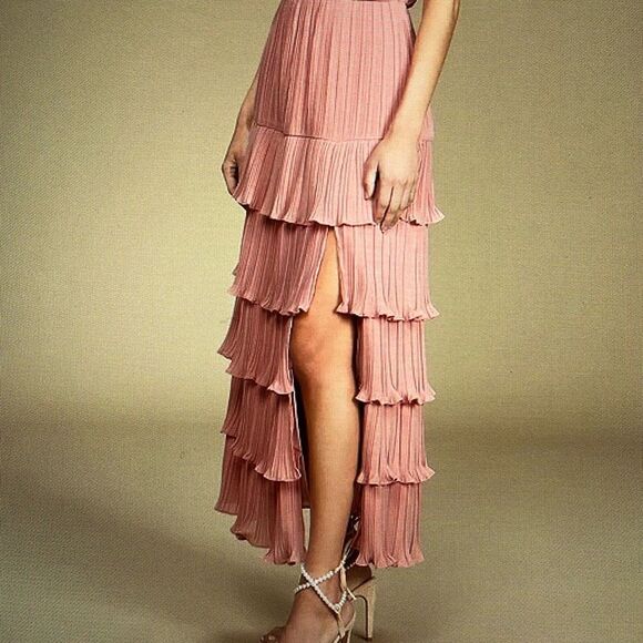 Lulus Playing Cupid Pink Pleated Tiered Ruffled Tie-Strap Maxi Dress - Picture 3 of 13